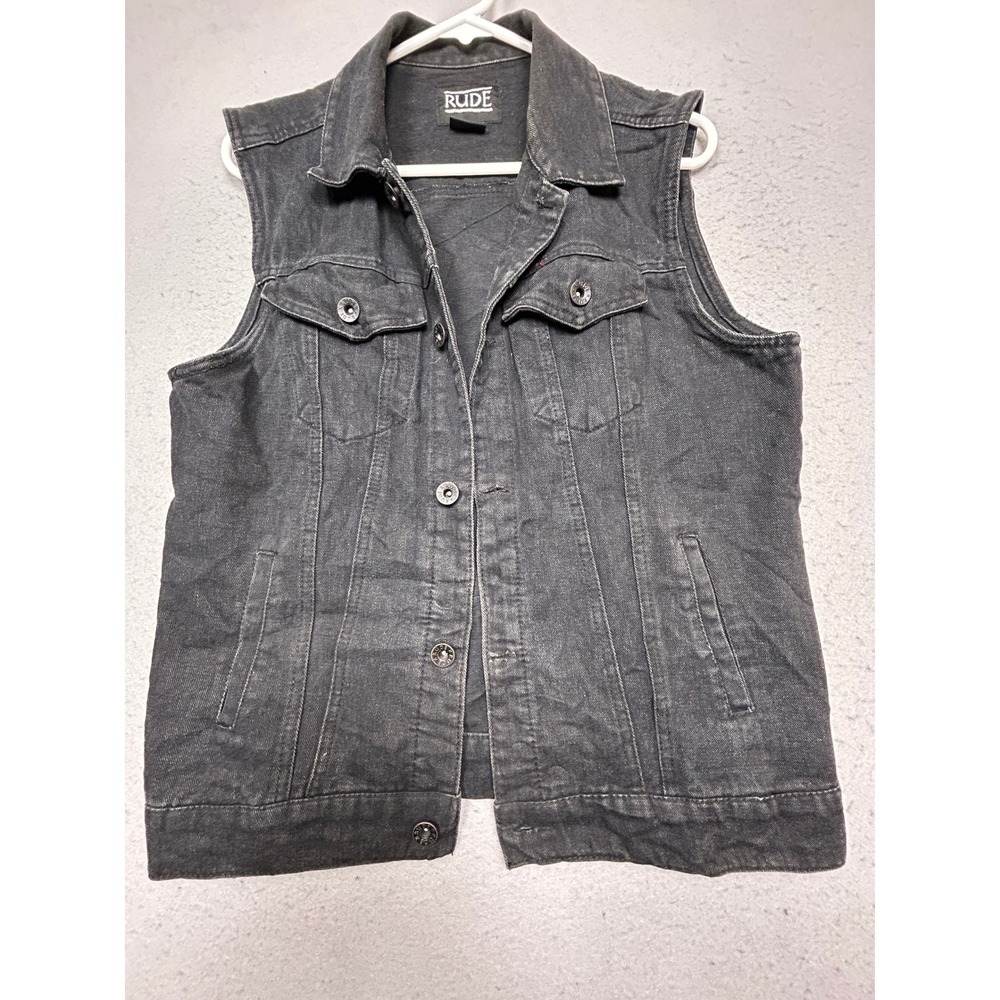 RUDE Vest Cotton Blend Black Small Mens